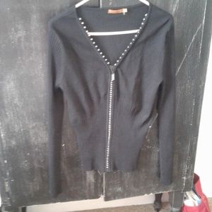 Black cardigan with rhinestone zipper